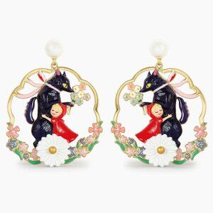 Les Nereides Big Bad Wolf And Little Red Riding Hood Hoop Stud Earrings